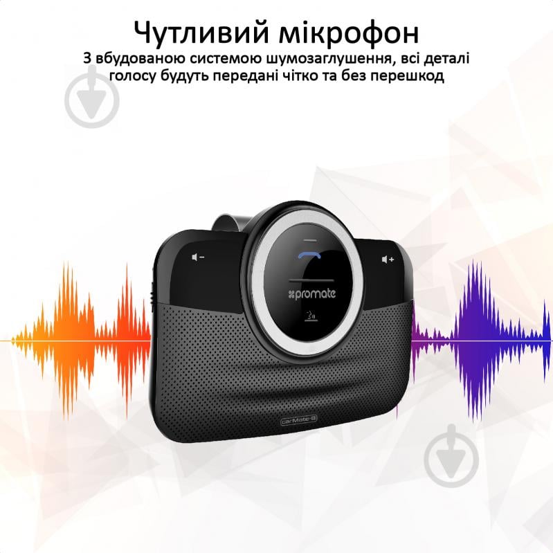 FM-трансмиттер Promate Bluetooth громкая связь CarMate-8 Black - фото 3