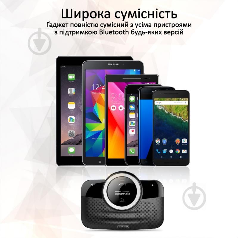 FM-трансмиттер Promate Bluetooth громкая связь CarMate-8 Black - фото 8