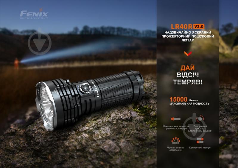 Фонарь рабочий Fenix поисковый LR40R V2.0, 15000лм черный - фото 5