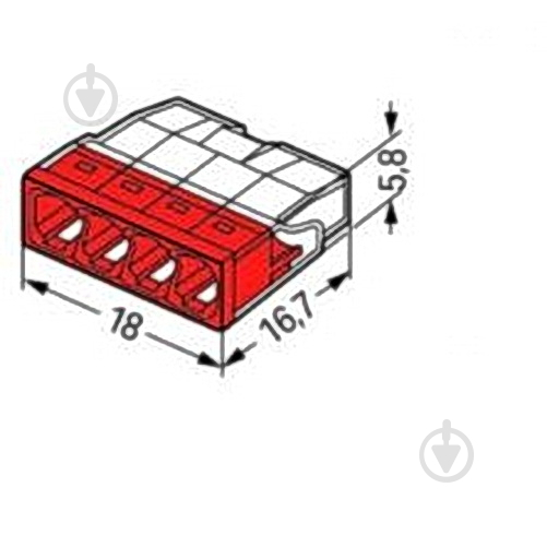 Клема швидкого монтажу WAGO на 4 провідники 0,5-2,5 мм² 3 шт./уп. червоний 22-7320-4УW - фото 2