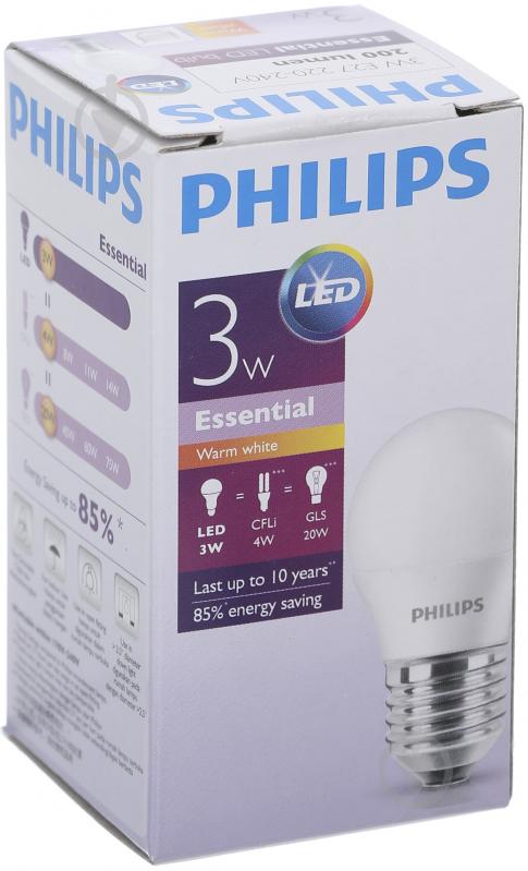 Лампа світлодіодна Philips LED Bulb 3 Вт P45 матова E27 220-240 В 3000 К - фото 4