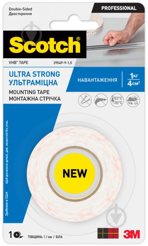 Двостороння надміцна клейка стрічка 3M VHB™ для складних поверхонь 19 мм х 1,5 м біла (2954P-19-1,5) - фото 1