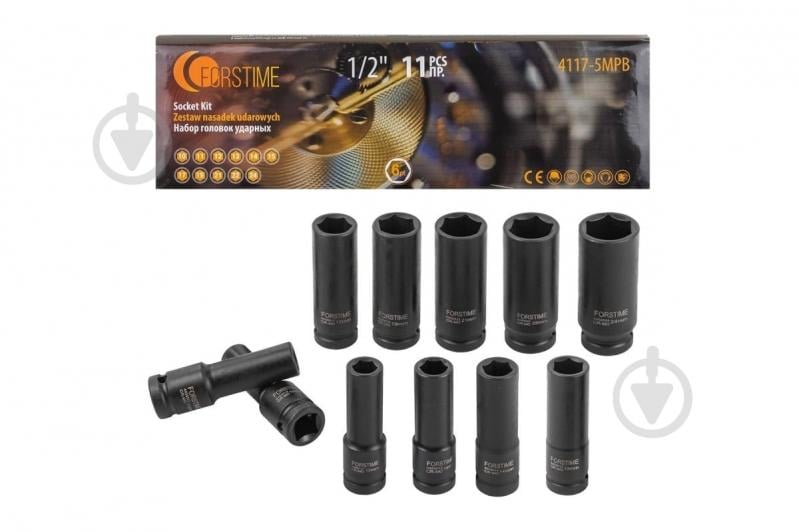 Набір головок ударних глибоких 1/2'' FORSTIME 11 шт. FT-4117-5MPB - фото 1