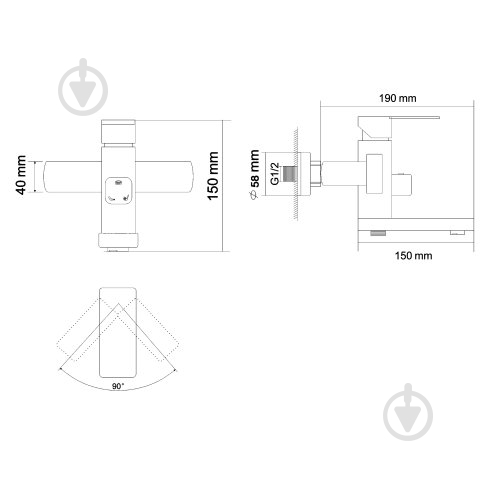 Смеситель для ванны RJ Cube S RBSS201-9B - фото 3