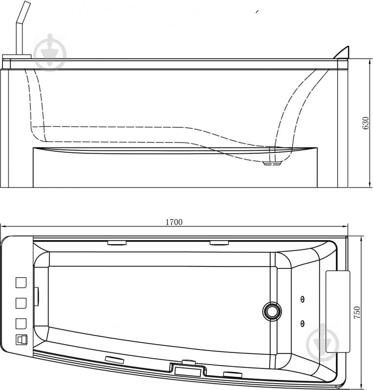 Ванна гідромасажна VOLLE 170x75 cм 12-88-102/R - фото 2