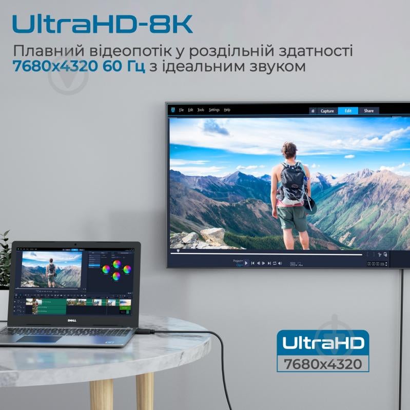 Кабель Promate DPLink-120 DisplayPort to DisplayPort v1.4 1.2 м 1,2 м чорний (dplink-120.black) - фото 2