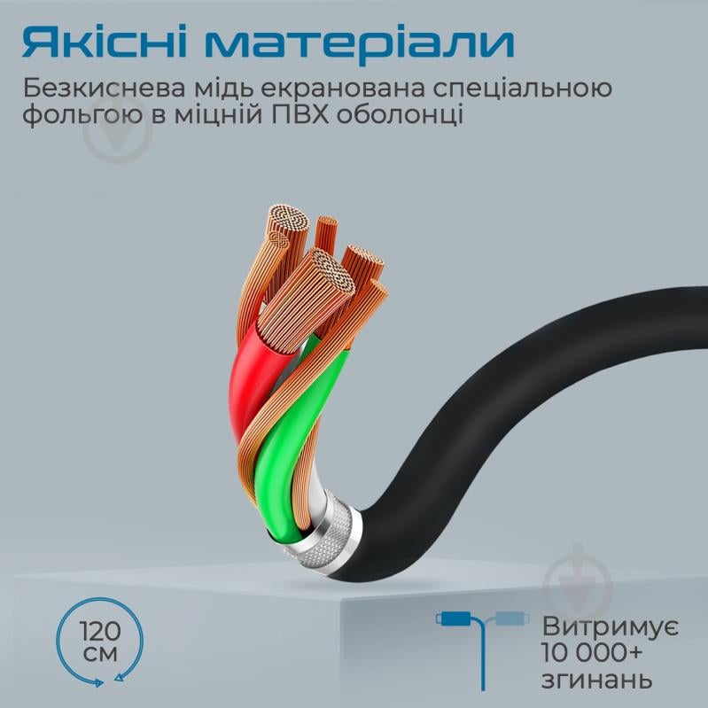 Кабель Promate DPLink-120 DisplayPort to DisplayPort v1.4 1.2 м 1,2 м чорний (dplink-120.black) - фото 3