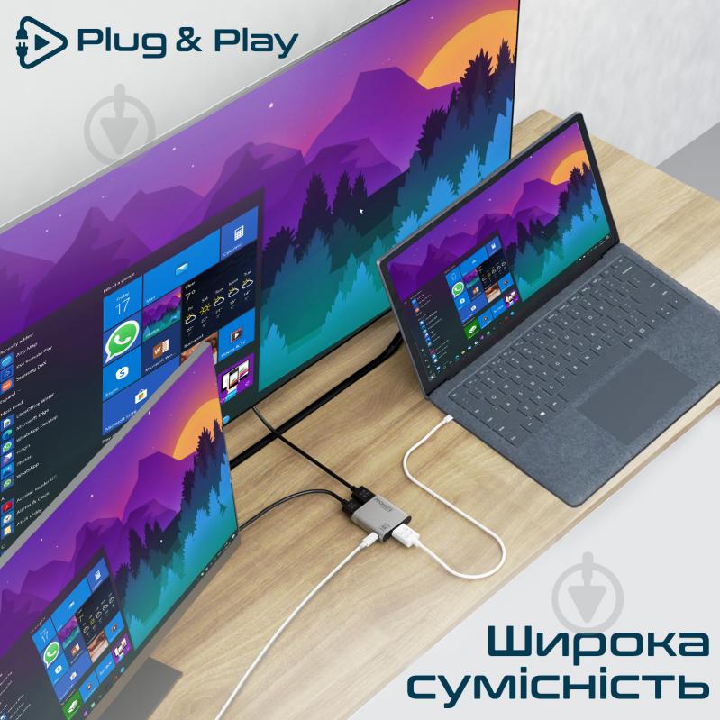 Сплітер Promate MediaSplit-C2 HDMI to 2xHDMI чорний (mediasplit-c2.silver) - фото 5