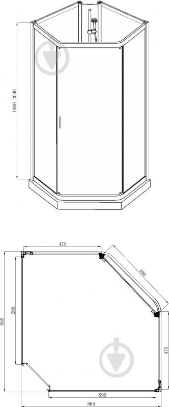 Душовий бокс Alex Baitler LITE 900x900x2050 мм R/L хром - фото 2