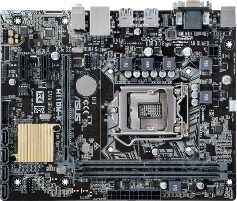 Материнська плата Asus H110M-K (Socket 1151, Intel H110, mirco ATX) - фото 1