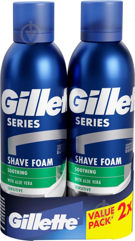 Піна для гоління GILLETTE Series Для чутливої ​​шкіри з алое віра 200 мл + 200 мл - фото 1