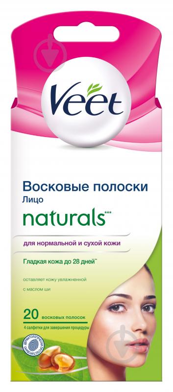 Воскові смужки Veet Naturals з олією ши для обличчя з технологією Easy-Gelwax 20 шт./уп. - фото 1
