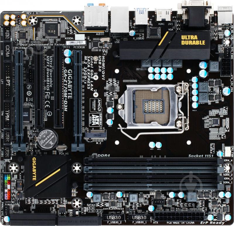 Материнская плата Gigabyte GA-Z170M-D3H (Socket 1151, Intel Z170, ATX) - фото 1