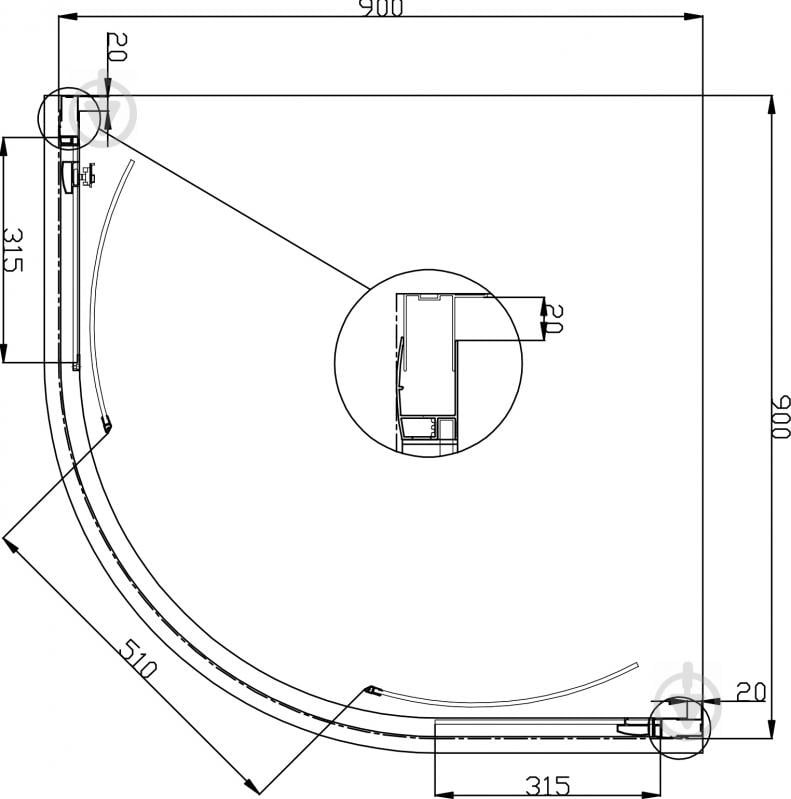 Піддон акриловий VOLLE Fiesta 90x90 см 10-22-157 tray - фото 2