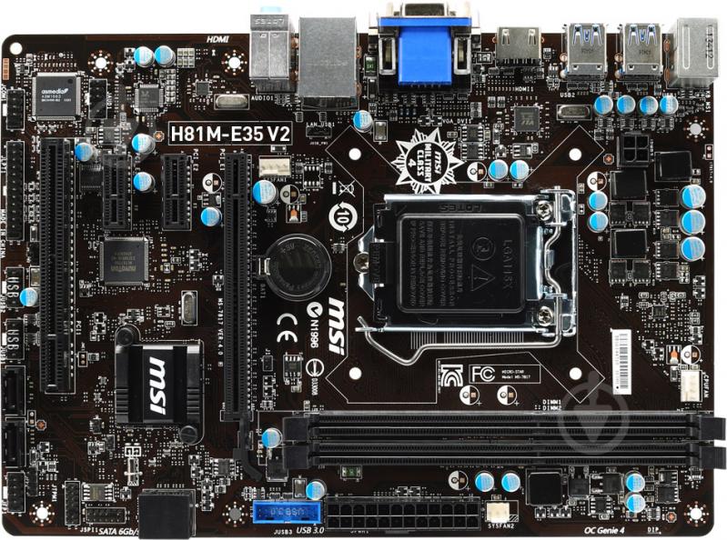 Материнська плата MSI H81M-E35 V2 (Socket 1150, Intel H81, mirco ATX) - фото 1