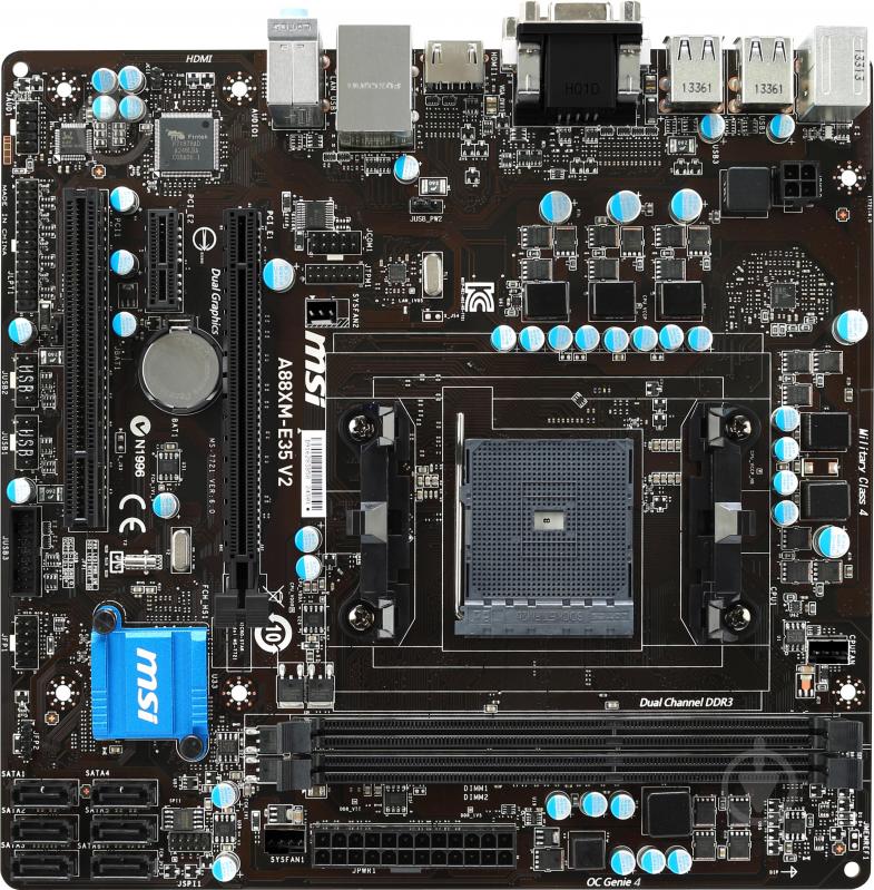 Материнська плата MSI A88XM-E35 V2 (Socket FM2+, AMD A88X, mirco ATX) - фото 1