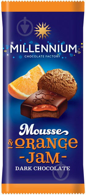 Шоколад Millennium Mousse чорний з мусовою та апельсиновою начинкою 135 г - фото 1