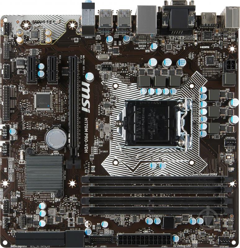 Материнская плата MSI H170M PRO-VDH (Socket 1151, Intel H170, mirco ATX) - фото 1