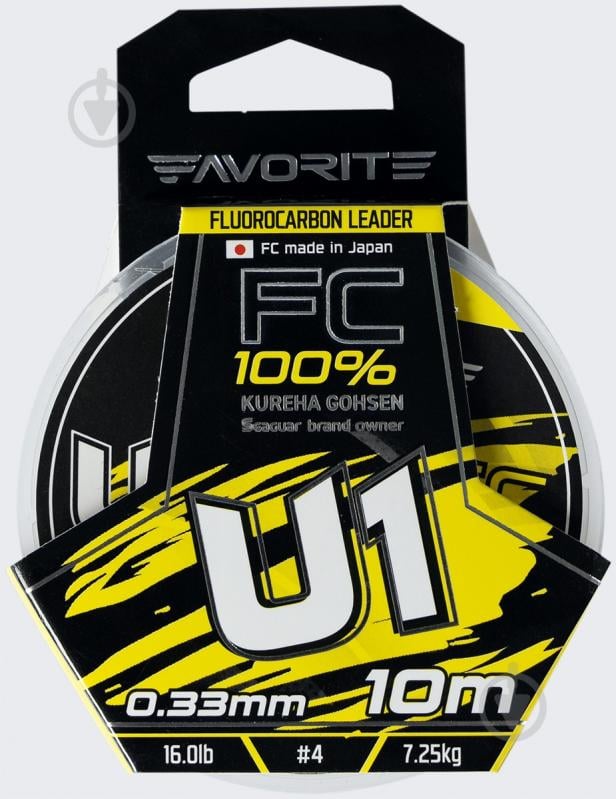 Флюорокарбон Favorite 10 м 0,33 мм 7,25 кг U1 FC - фото 1 Флюорокарбон Favorite 10 м 0,33 мм 7,25 кг U1 FC - фото 1