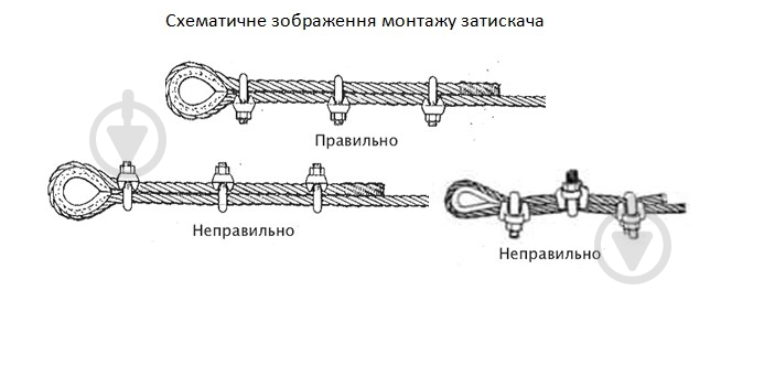 Затискач для троса дуговий нерж 4 мм - фото 5