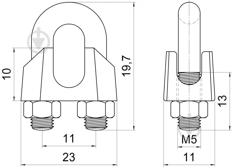 Зажим для троса дуговой нерж 5 мм - фото 3