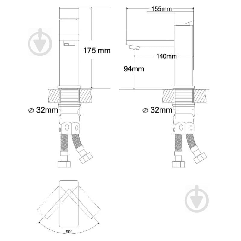 Змішувач для умивальника RJ Cube S RBSS201-1 - фото 2