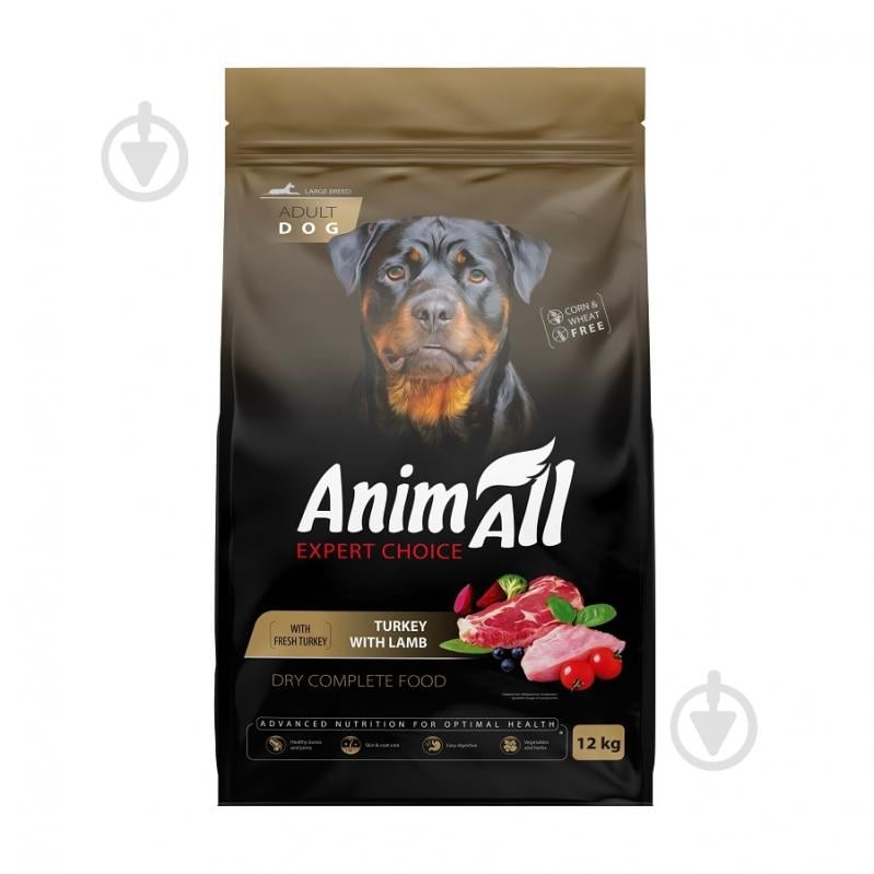 Корм сухий AnimAll для дорослих собак великих порід зі свіжою індичкою та ягням 12 кг - фото 1 Корм сухий AnimAll для дорослих собак великих порід зі свіжою індичкою та ягням 12 кг - фото 1