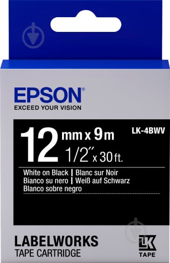 Картридж зі стрічкою Epson LK4BWV C53S654009 black white - фото 1