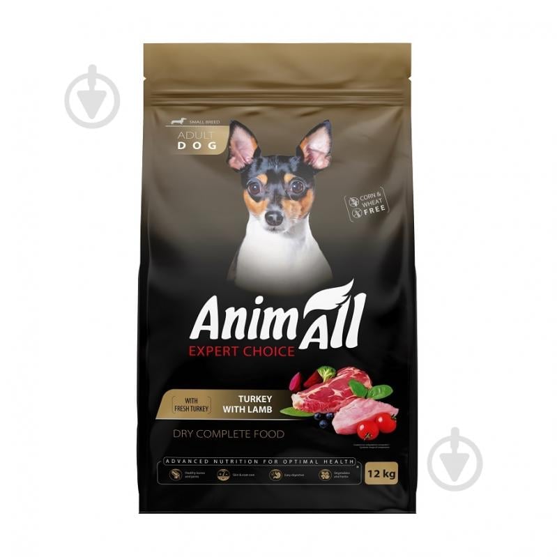 Корм сухий AnimAll для дорослих собак малих порід зі свіжою індичкою та ягням 12 кг - фото 1 Корм сухий AnimAll для дорослих собак малих порід зі свіжою індичкою та ягням 12 кг - фото 1