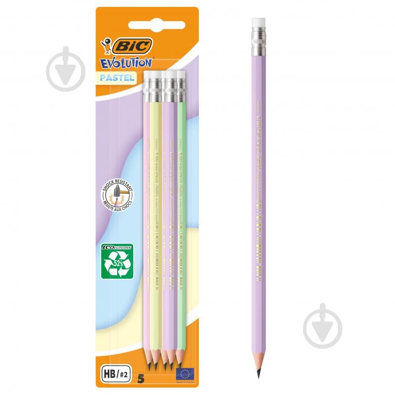 Набір олівців графітових Evolution PASTEL HB з гумкою BIC - фото 1