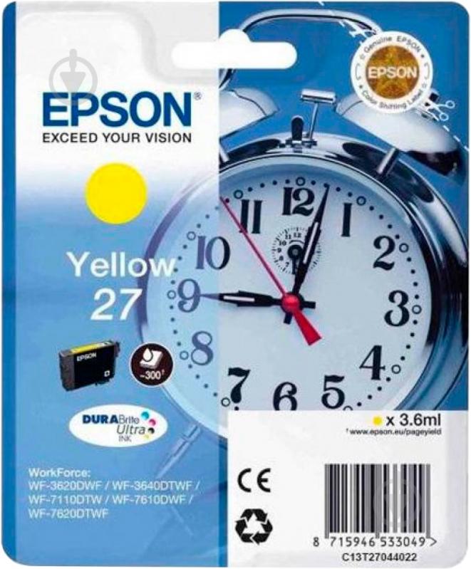 Картридж Epson 27 C13T27044022 yellow - фото 1 Картридж Epson 27 C13T27044022 yellow - фото 1