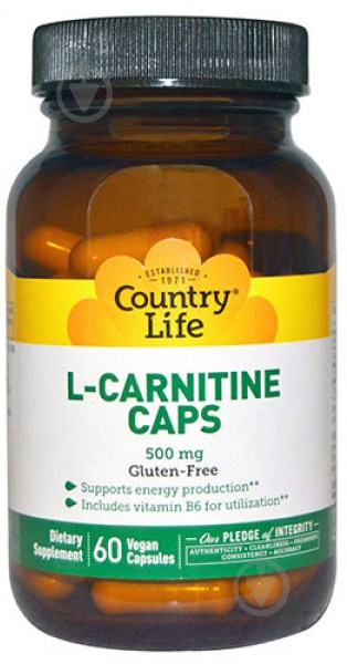 Жиросжигатель Country Life L-Carnitine (карнитин) 500 мг 60 капс. - фото 1