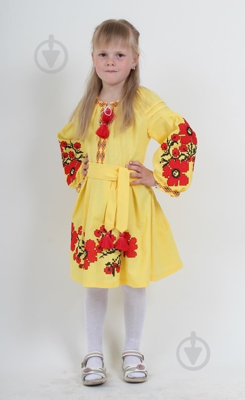 Платье Galychanka Цветы Праги р.158 желтый Gdr-0335 - фото 1 Платье Galychanka Цветы Праги р.158 желтый Gdr-0335 - фото 1