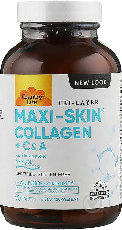 Биологически активная добавка Country Life MAXI SKIN collagen 90 таблеток - фото 1