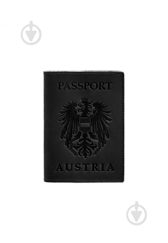 Обкладинка BlankNote Шкіряна для паспорта з австрійським гербом чорний Crazy Horse BN-OP-AT-g-kr - фото 1