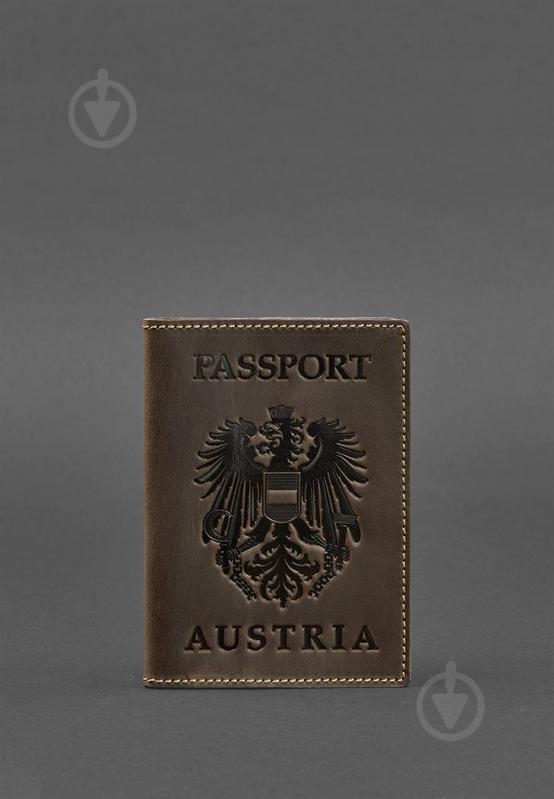 Обкладинка BlankNote Шкіряна для паспорта з австрійським гербом темно-коричневий Crazy Horse BN-OP-AT-o - фото 2