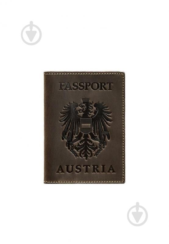 Обкладинка BlankNote Шкіряна для паспорта з австрійським гербом темно-коричневий Crazy Horse BN-OP-AT-o - фото 1