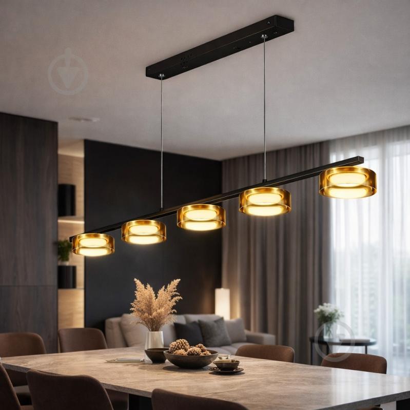 ВІТРИНА! Люстра підвісна LIGHT SET DUSHA MS241-ZD5 5x12 Вт GX53 чорний із бурштиновим - фото 2