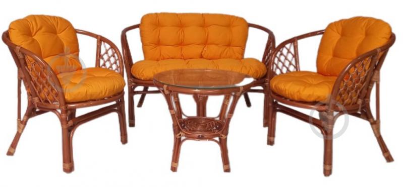 Комплект мебели Cruzo Багама Арм темно-медовый с желтыми подушками бежево-коричневый - фото 1 Комплект мебели Cruzo Багама Арм темно-медовый с желтыми подушками бежево-коричневый - фото 1