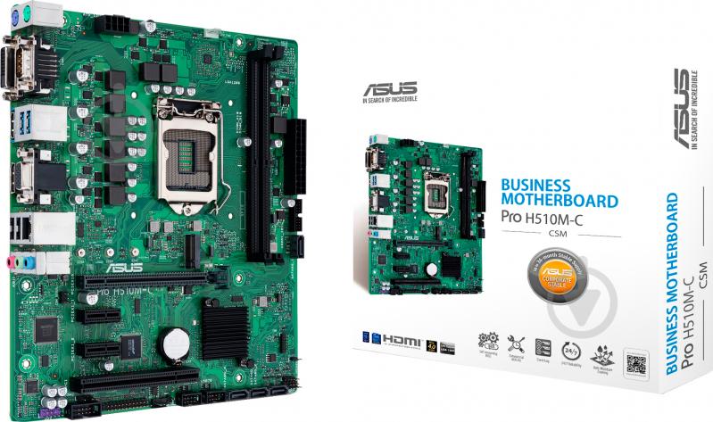 Материнская плата Asus PRO H510M-C/CSM (Socket 1200, Intel H510, mirco ATX) - фото 1