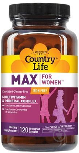 Витаминно-минеральный комплекс Country Life Max for Women без железа 120 шт./уп. - фото 1