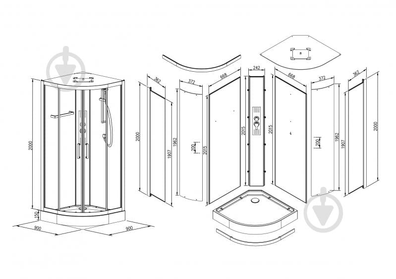 Душовий бокс EGO Pure 90x90 см K-3501-C - фото 14