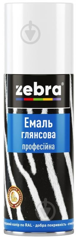 Емаль аерозольна ZEBRA професійна 181 RAL 9005 чорний глянець 400 мл - фото 1