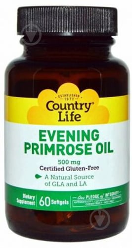 Жирні кислоти Country Life Evening Primrose Oil (олія примули) 500 мг 60 капс. - фото 1