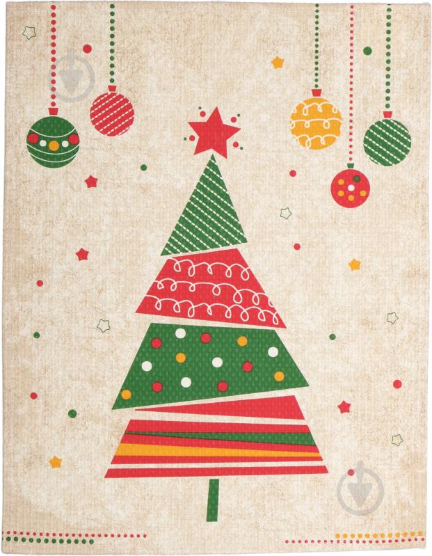Рушник вафельний Christmas 45x60 см Прованс бежевий із малюнком - фото 2
