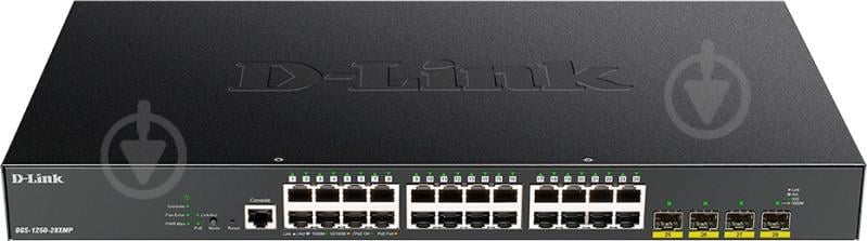 Комутатор D-Link DGS-1250-28XMP 24x1GE PoE 4xSFP+ 370W Smart - фото 1