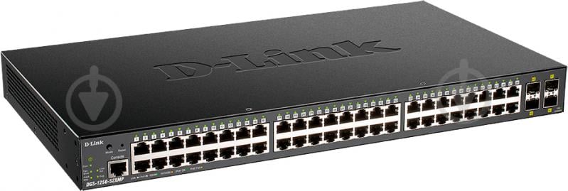 Комутатор D-Link DGS-1250-52XMP 48x1GE PoE 4xSFP+ 370W Smart - фото 2