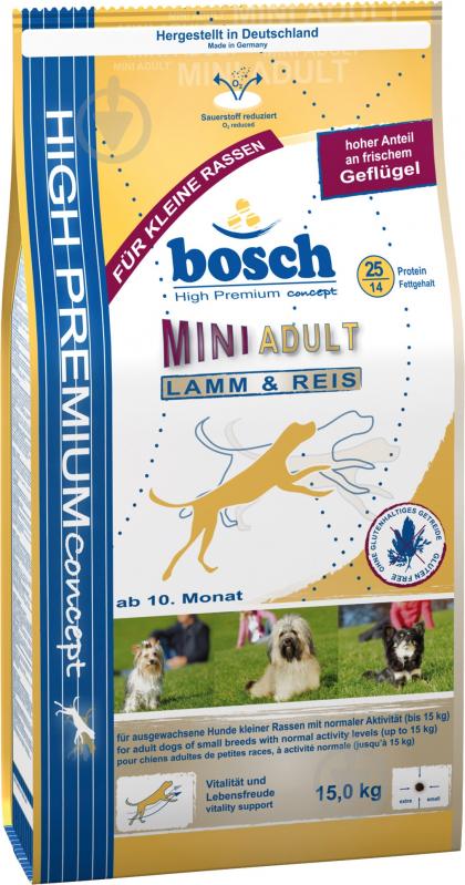 Корм для малих порід Bosch Petfood Mini Adult Lamm & Reis зі смаком ягня та рису 15 кг 15 кг - фото 1