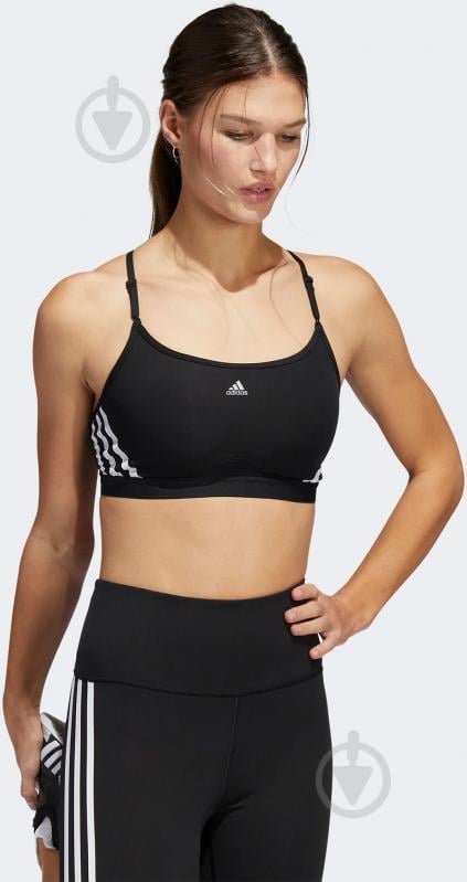 Бра Adidas Aeroreact Training Light-Support 3-Stripes Bra HC7862 р.M-D/DD чорний - фото 1