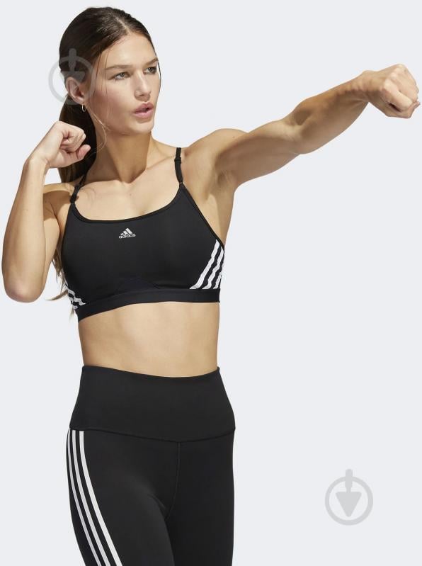 Бра Adidas Aeroreact Training Light-Support 3-Stripes Bra HC7862 р.M-D/DD чорний - фото 3